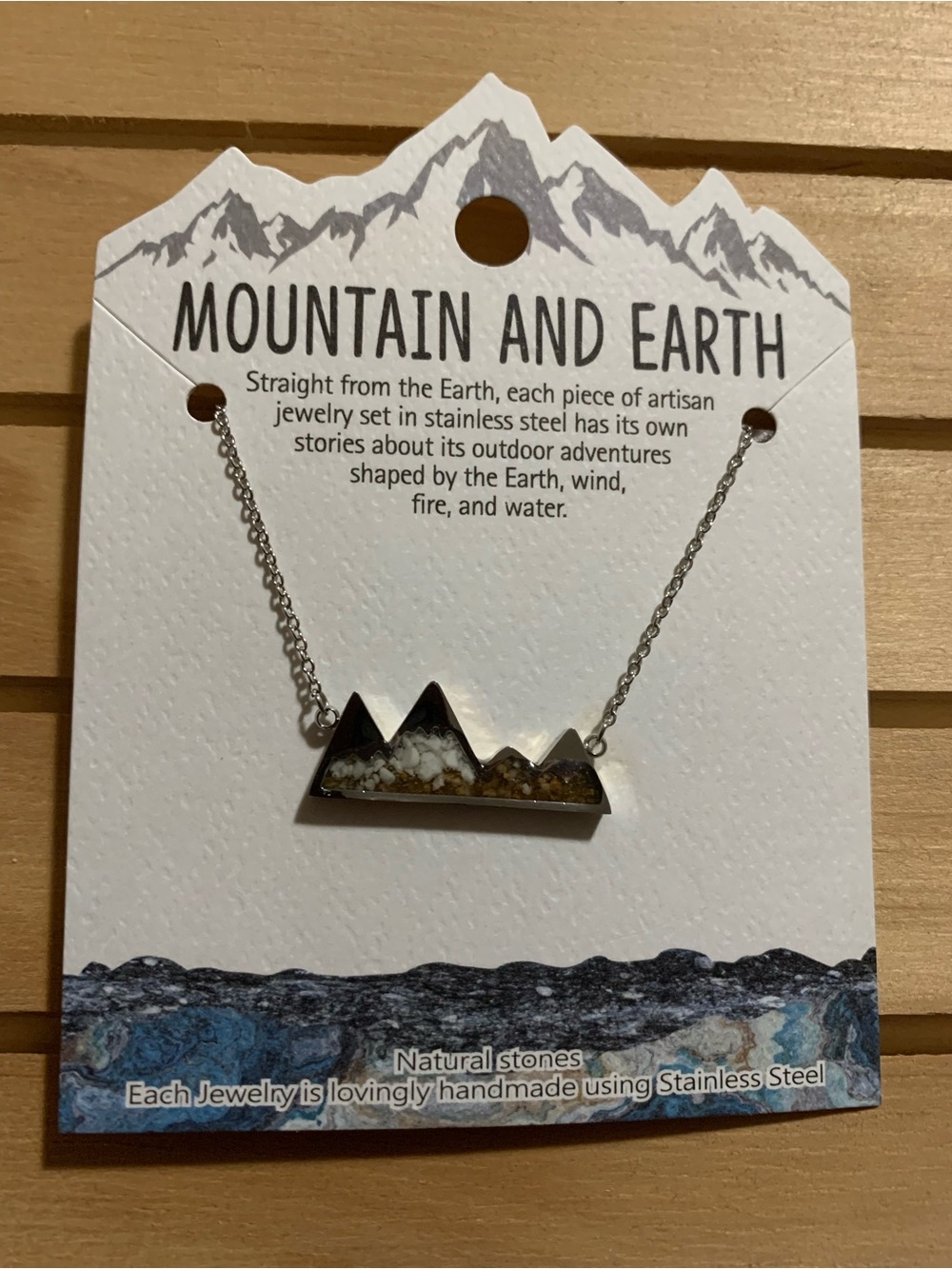 Natural Stone Mountain-Range Necklace in Brown and Cream